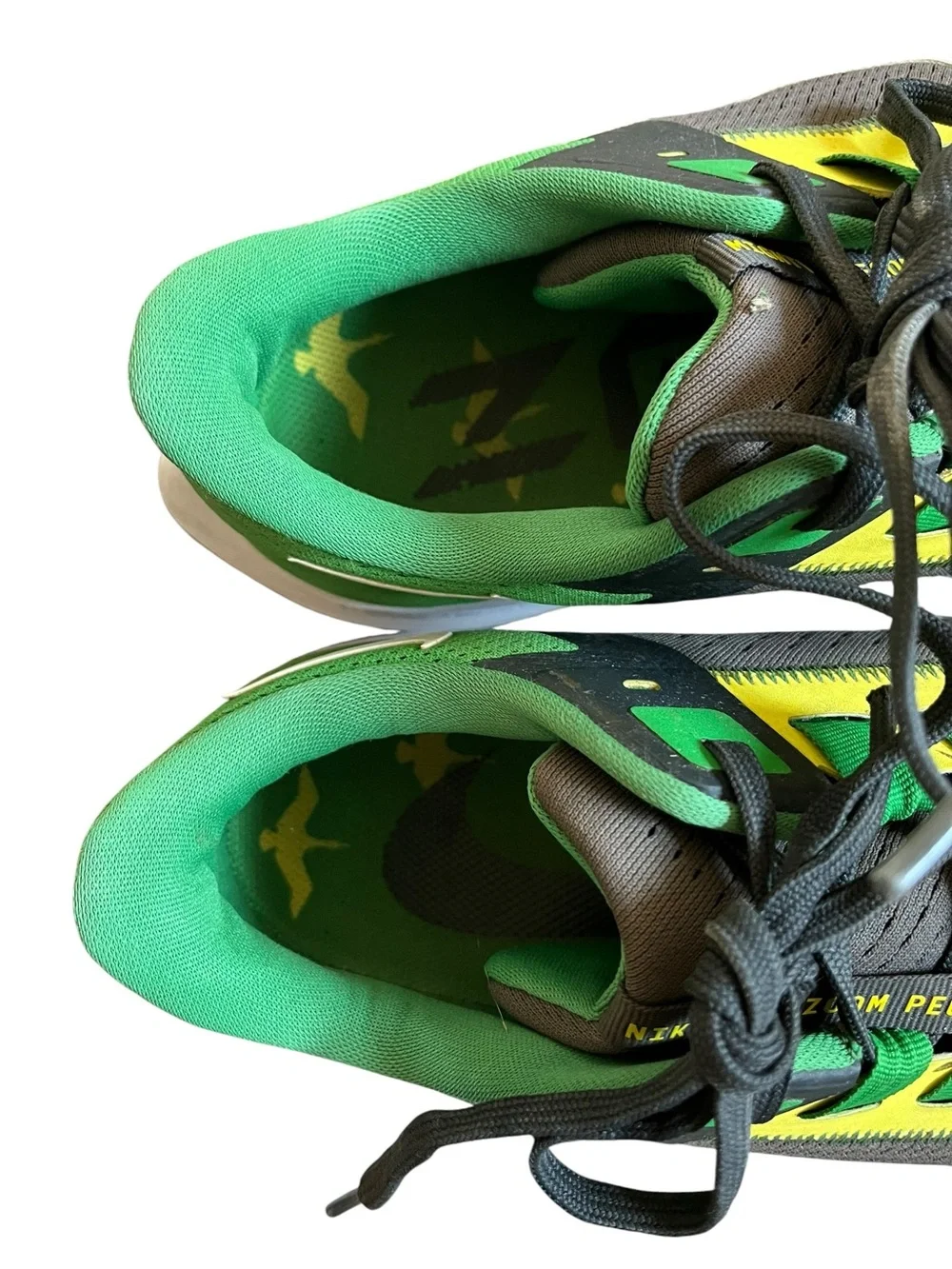 Nike Air Zoom Pegasus 38 Oregon Ducks Mens 12 DJ0840-001 Green & Yellow Sneakers